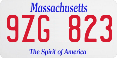 MA license plate 9ZG823