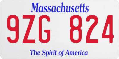 MA license plate 9ZG824