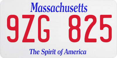 MA license plate 9ZG825