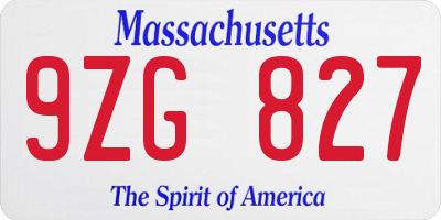 MA license plate 9ZG827