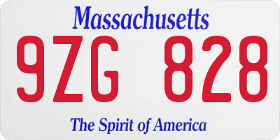 MA license plate 9ZG828