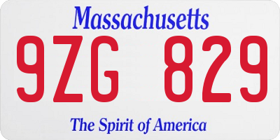 MA license plate 9ZG829