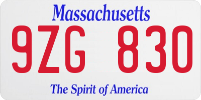 MA license plate 9ZG830