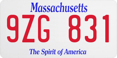 MA license plate 9ZG831