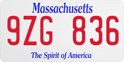 MA license plate 9ZG836