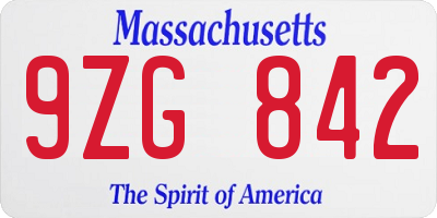 MA license plate 9ZG842