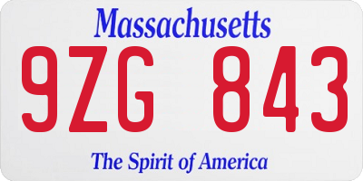 MA license plate 9ZG843
