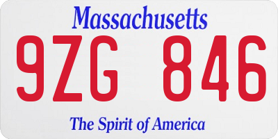 MA license plate 9ZG846