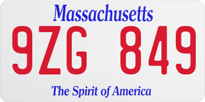 MA license plate 9ZG849