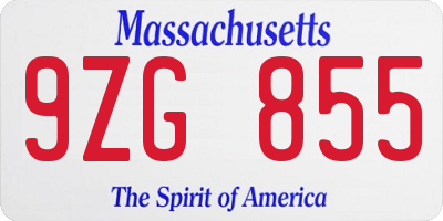 MA license plate 9ZG855