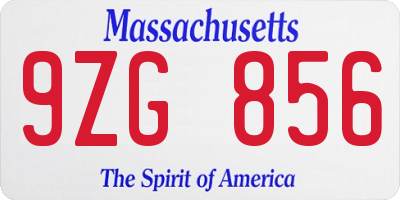 MA license plate 9ZG856
