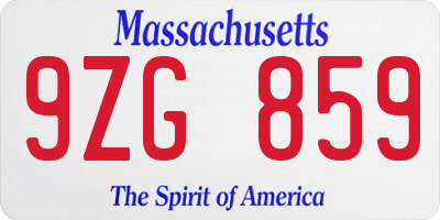 MA license plate 9ZG859