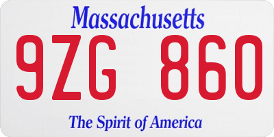 MA license plate 9ZG860