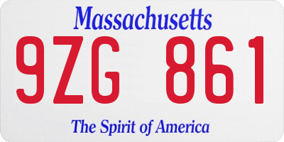 MA license plate 9ZG861