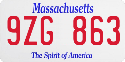 MA license plate 9ZG863