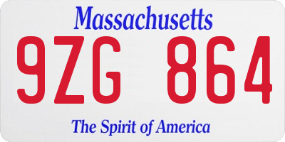 MA license plate 9ZG864