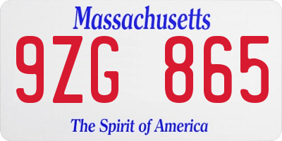 MA license plate 9ZG865