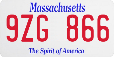 MA license plate 9ZG866