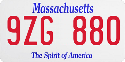 MA license plate 9ZG880