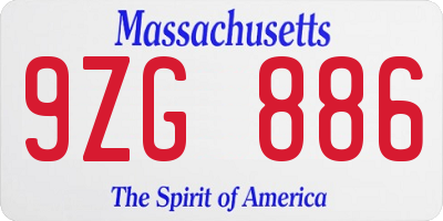 MA license plate 9ZG886