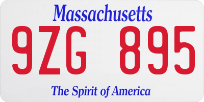 MA license plate 9ZG895