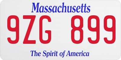 MA license plate 9ZG899