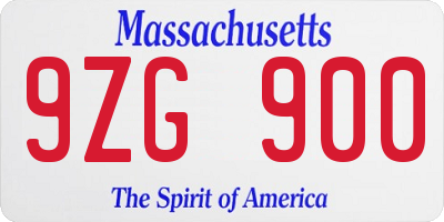 MA license plate 9ZG900