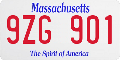 MA license plate 9ZG901