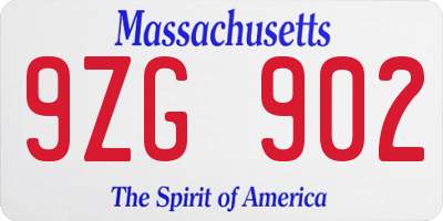 MA license plate 9ZG902