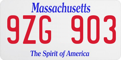 MA license plate 9ZG903