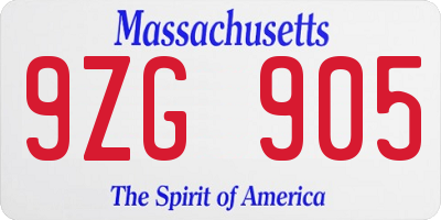 MA license plate 9ZG905