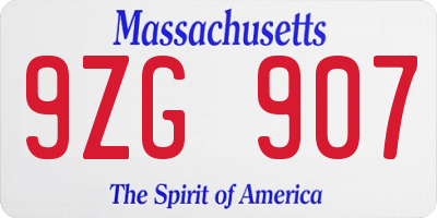 MA license plate 9ZG907