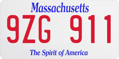 MA license plate 9ZG911