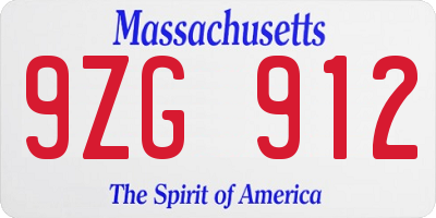 MA license plate 9ZG912