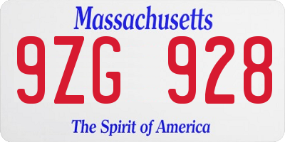 MA license plate 9ZG928