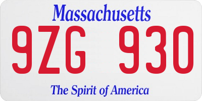 MA license plate 9ZG930