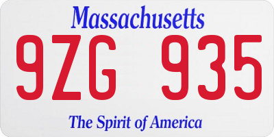 MA license plate 9ZG935