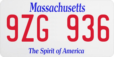 MA license plate 9ZG936