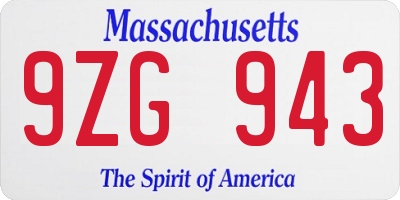 MA license plate 9ZG943