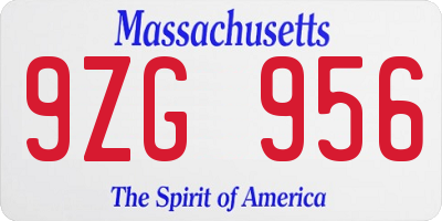 MA license plate 9ZG956