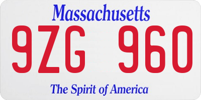 MA license plate 9ZG960