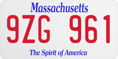 MA license plate 9ZG961