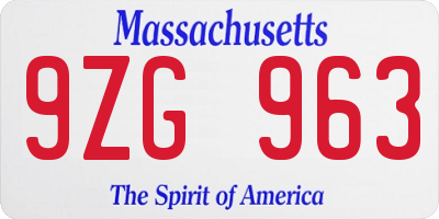 MA license plate 9ZG963