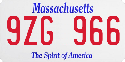 MA license plate 9ZG966