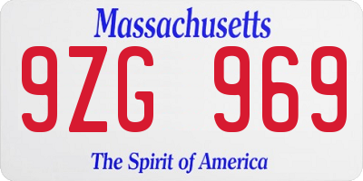 MA license plate 9ZG969