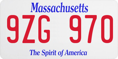 MA license plate 9ZG970