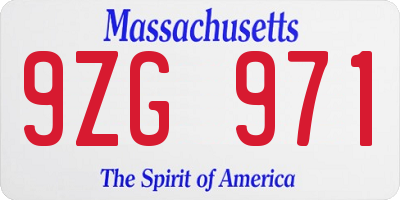 MA license plate 9ZG971