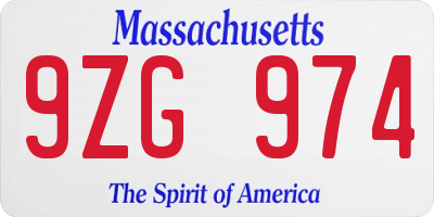 MA license plate 9ZG974