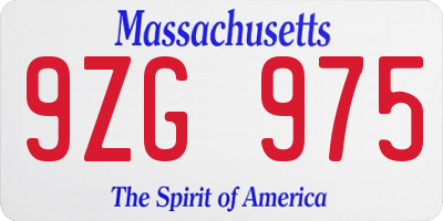 MA license plate 9ZG975