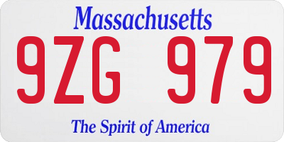 MA license plate 9ZG979